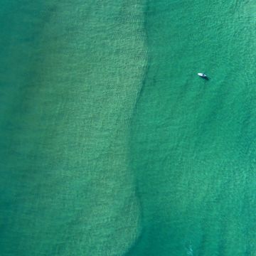 Boat, Ocean, Aerial view, Green aesthetic