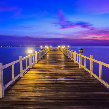 Wooden pier, Thailand, Bridge, Sunset, Horizon, Resort, Dawn, Vacation, Holidays, Phuket, 5K