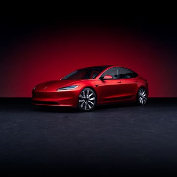 Tesla Model 3, Electric Sedan, 2023, Electric cars, Red aesthetic