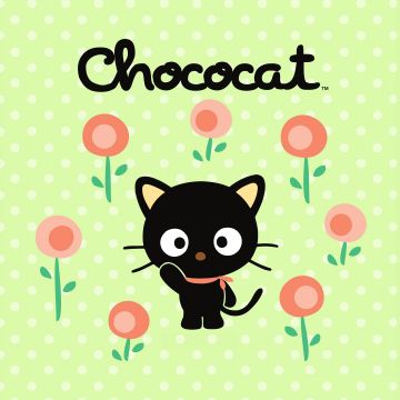 Chococat, Cute cartoon, Green background, Polka dots, Sanrio