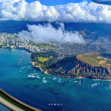 Diamond Head, Volcanic cone, Hawaii, Aerial view