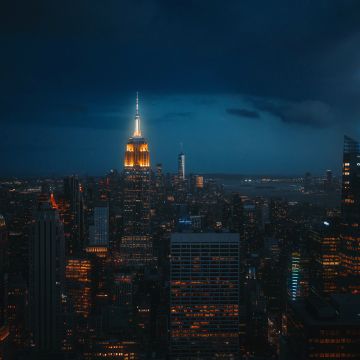 New York City, Night, Cityscape, Dark aesthetic, Empire State Building, USA