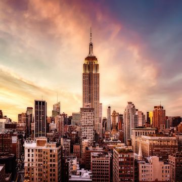 Empire State Building, Midtown Manhattan, Fifth Avenue, New York, Cityscape, Sunset, Aesthetic