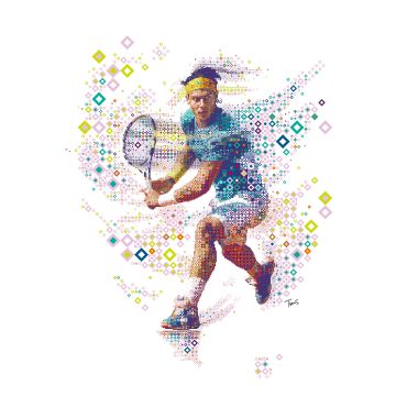 Rafael Nadal, Tennis player, Spanish, Digital Art, Mosaic, 5K, White background