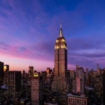 Empire State Building, Night, New York City, Twilight, Aesthetic, 5K, Cityscape, Skyscraper