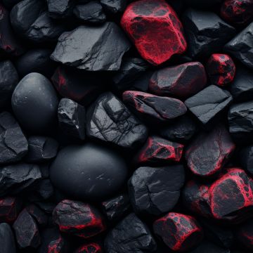 Black rocks, Volcanic, Pile of rocks, Dark aesthetic, Red rocks, 5K
