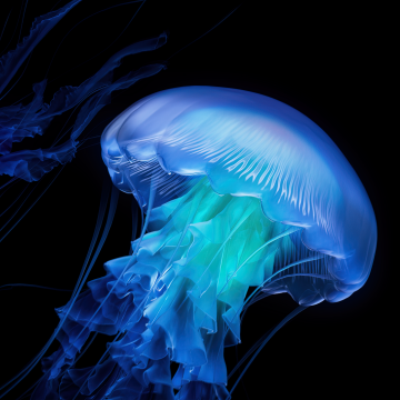 Jellyfish, AMOLED, Dark aesthetic, Ocean, CGI, Black background, Bioluminescence