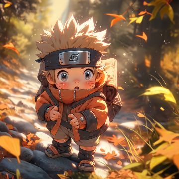 Naruto Uzumaki, Autumn, Chibi, Digital Art