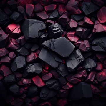 Pile of rocks, Dark aesthetic, Artistic, Black rocks, Red rocks, Volcanic, 5K
