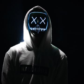 LED mask, Hoodie, Dope, Night, Anonymous, AMOLED, 5K