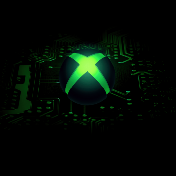 Xbox, AMOLED, Dark aesthetic, Glowing, Black background, 5K