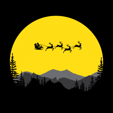 Santa Claus, Full moon, Silhouette, AMOLED, Black background, 5K, 8K, 10K, 12K, Simple, Navidad, Noel