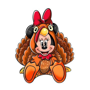 Minnie Mouse, Turkey, Happy Thanksgiving, 5K, 8K, White background