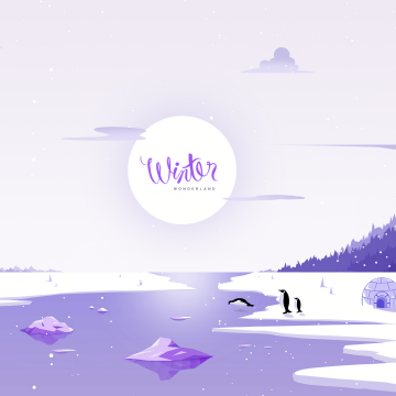 Winter, Illustration, River, Penguins, Igloo, Snowy, Landscape, 5K