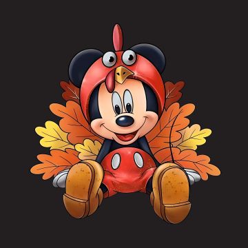 Mickey Mouse, Thanksgiving, Disney, Turkey, 8K, Dark background, 5K