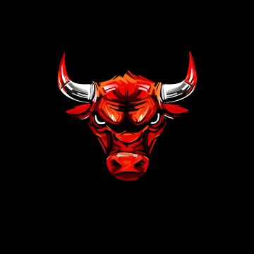 Chicago Bulls, Logo, Basketball team, AMOLED, Minimalist, 5K, 8K, Black background