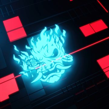 Samurai, Cyberpunk 2077, Logo, Glowing