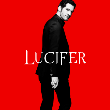 Lucifer, 5K, Tom Ellis, Lucifer Morningstar, Red background, TV series