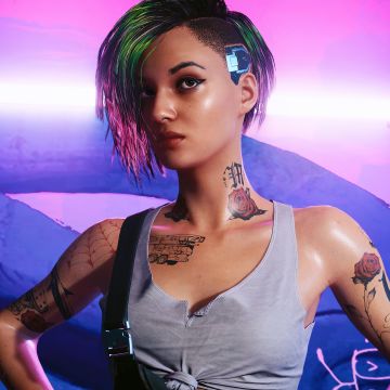 Judy Alvarez, Neon background, Cyberpunk 2077, 5K