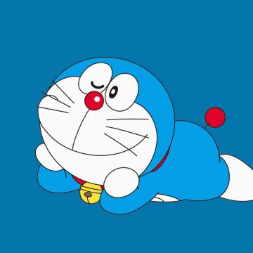 Adorable, Doraemon, Cartoon, Illustration, Blue background, Smiling