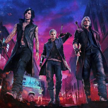 Devil May Cry 5, Game Art, V (Devil May Cry), Nero, Dante, 5K