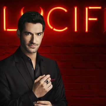 Tom Ellis, Lucifer Morningstar, Season 2, Red background, Dark red