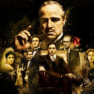 The Godfather, Movie poster, Al Pacino, Marlon Brando, Vito Corleone, Michael Corleone