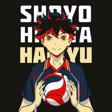 Shoyo Hinata, Volleyball, 8K, Pop Art, Haikyuu, Dark background, 5K