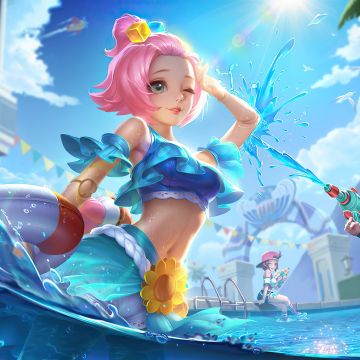 Angela, Mobile Legends: Bang Bang, Summer, Swimming Pool, Mobile game