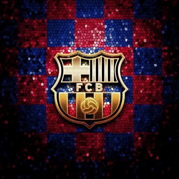 FCB, Mosaic, Logo, Dark aesthetic, FC Barcelona