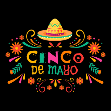 Mexican holiday, Cinco de Mayo, Colorful, AMOLED, Black background