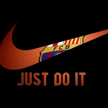 FCB, Just Do It, Black background, Nike, AMOLED, FC Barcelona, Logo