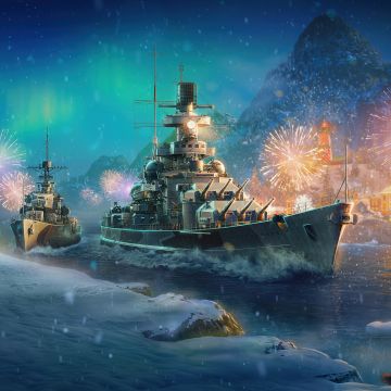 World of Warships, Christmas special, Fireworks, 5K