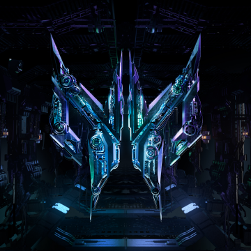 Acer Predator, Neon, Logo, Spaceship, Dark aesthetic, Science fiction