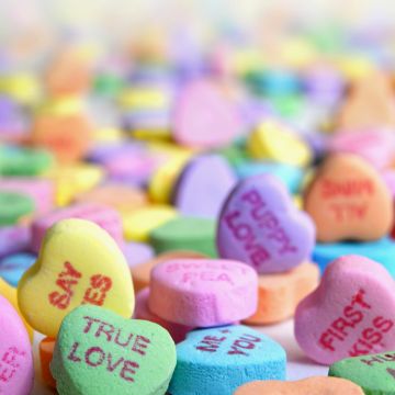 Valentine, Sweethearts, Candy hearts, Love hearts, Sugar candies, 5K, First kiss, True love