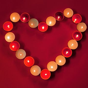 Heart shape, Wax candles, Red aesthetic, Red background, 5K