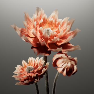 Peach, Digital flower, AI art, 8K, Grey background, 5K