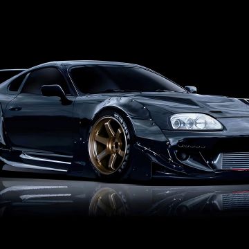 Toyota Supra Mk4, JDM cars, Classic cars, Black background, AI art