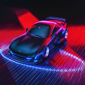 Mazda RX-7, Neon background, Japanese, JDM cars, Classic cars