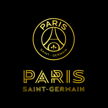 Paris Saint-Germain, Black background, Logo, Golden letters, Football team