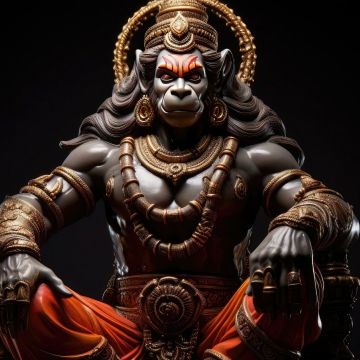 Lord Hanuman, Illustration, Digital Art, 5K, Anjaneya, Jai Shri Ram, Bajrangbali, Hindu God, Dark background
