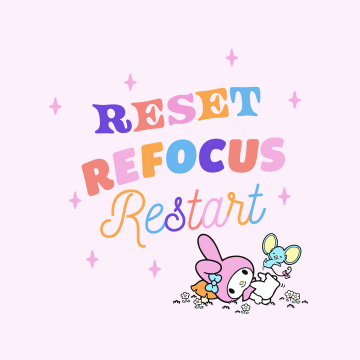 Reset, Restart, Focus, My Melody, Sanrio, Pastel pink, 5K