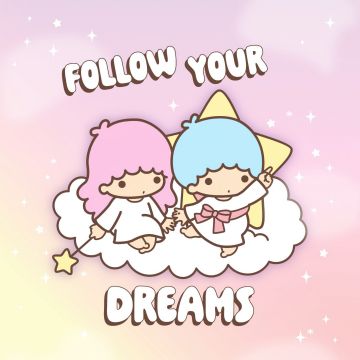 Follow your Dreams, Little Twin Stars, Sanrio, Cute cartoon, Girly backgrounds, Pastel background