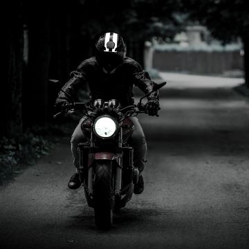 Biker, Dark, Motorcycle, Road