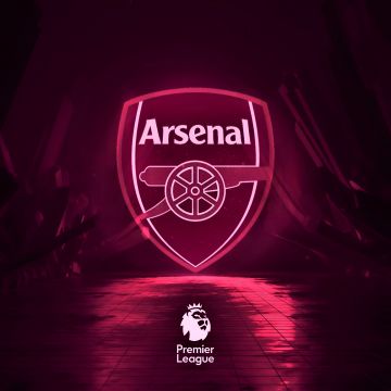 Arsenal FC, Neon background, Red aesthetic, Football club, Neon logo