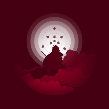 Madara Uchiha, Minimalist, Naruto, Red background