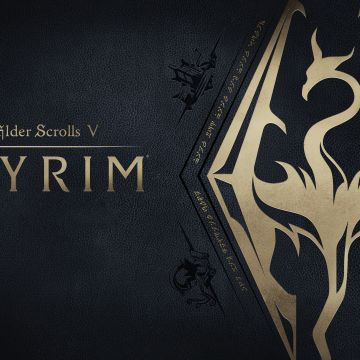 The Elder Scrolls V: Skyrim, Video Game, Dark background, Golden letters