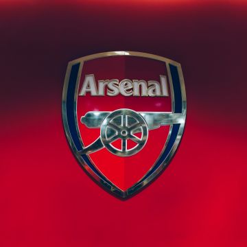 Arsenal FC, 8K, Logo, Football club, Red background, 5K