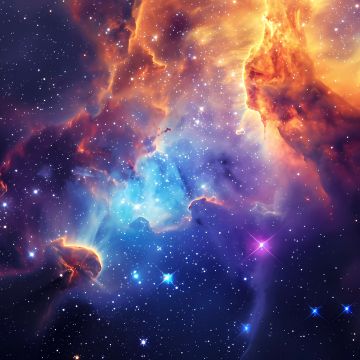 Galaxy, Cosmic phenomena, Nebula, 5K, Vibrant, Colorful, Stars