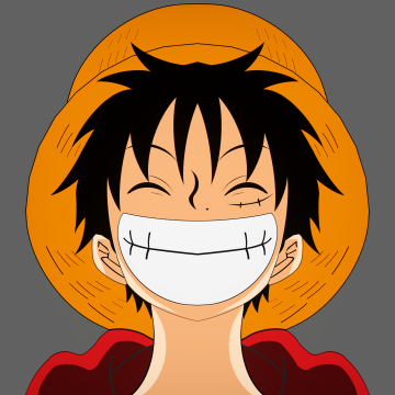 Monkey D. Luffy, Laughing, Grey background